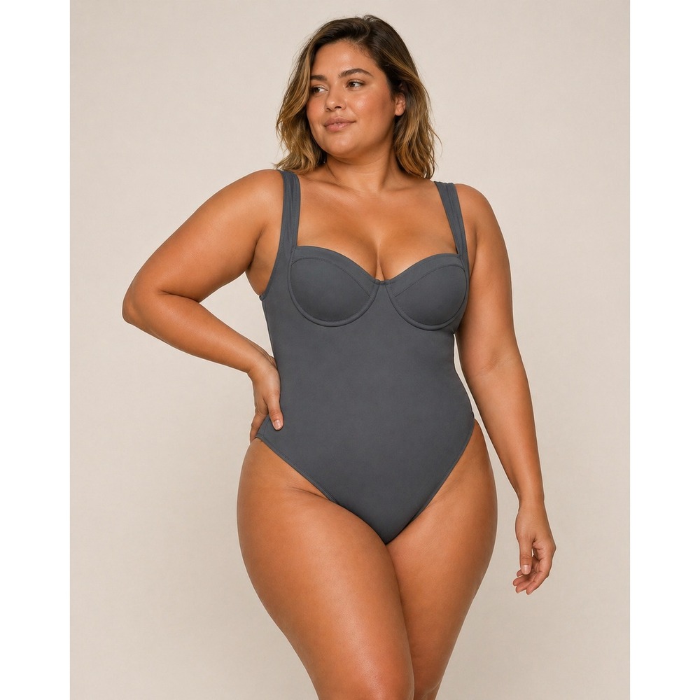 SKIMS Shaping Swim Underwire One Piece Gunmetal Womens 4X